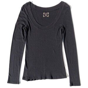 Old Navy Top Women Small Black Base Layer Capsule Causal Long Sleeve Scoop Neck